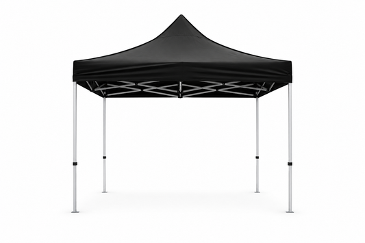 Black 10x10 ft pop-up canopy tent with aluminum frame