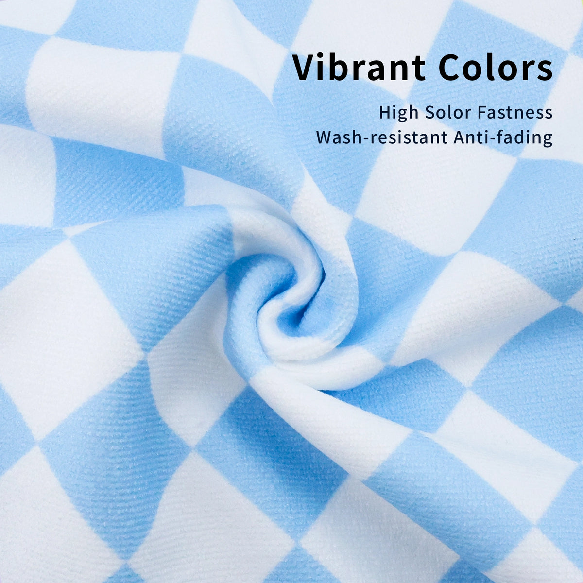 Blue checkered small towel fabric detail