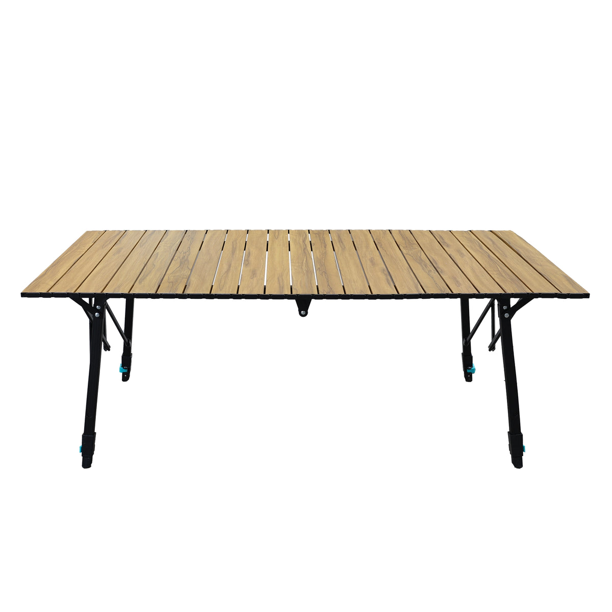 Wood-tone folding aluminum camping table