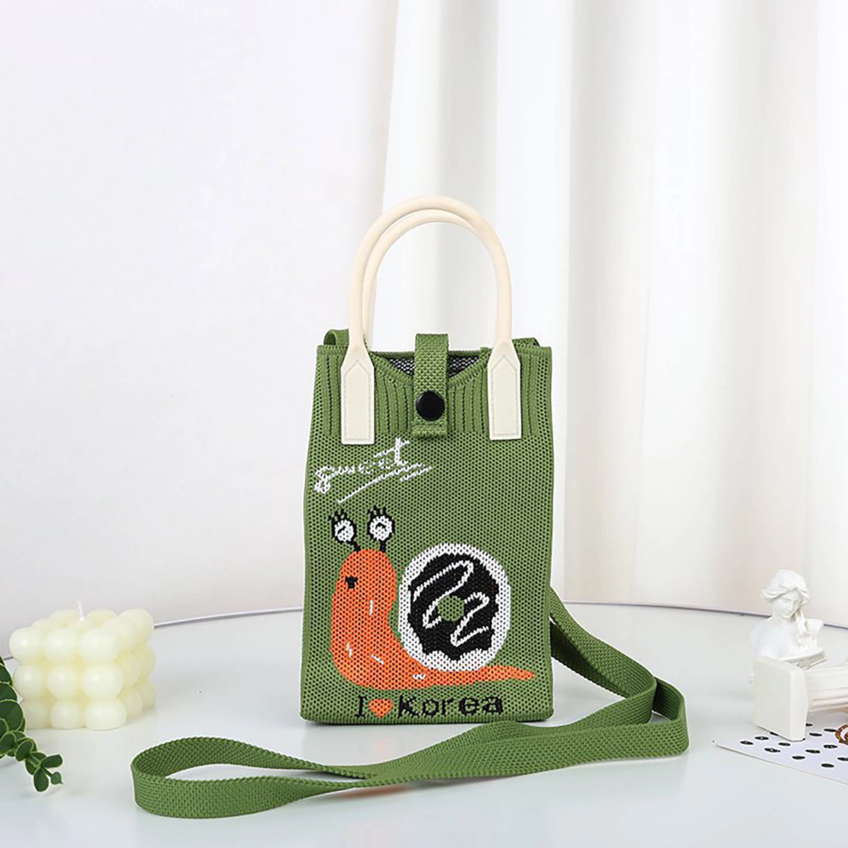 Knit Jacquard Phone Crossbody Bag with Top Handle, 9 Designs