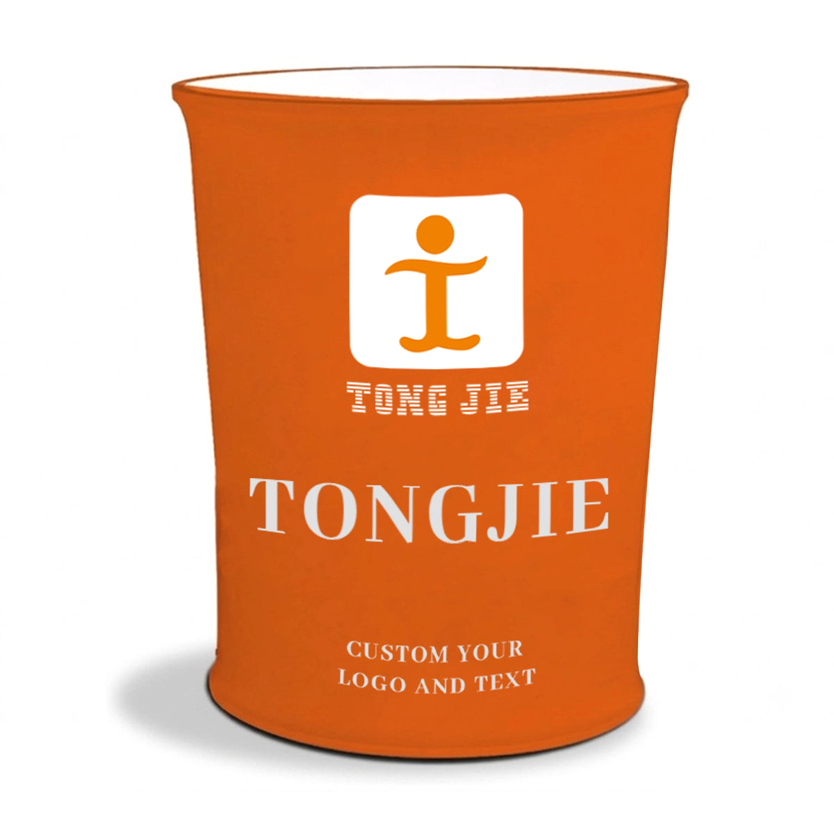 Orange branded cylindrical display counter