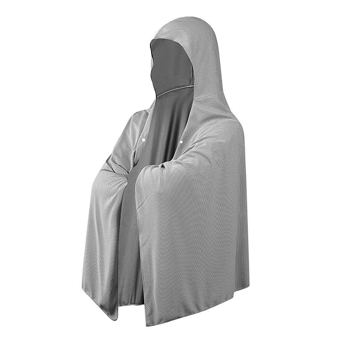 Gray hooded cooling cape