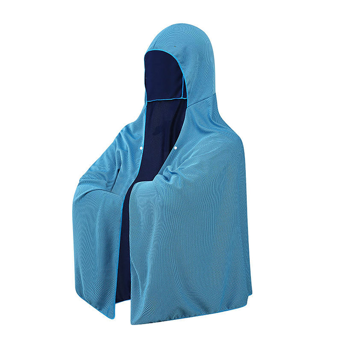 Blue hooded cooling cape