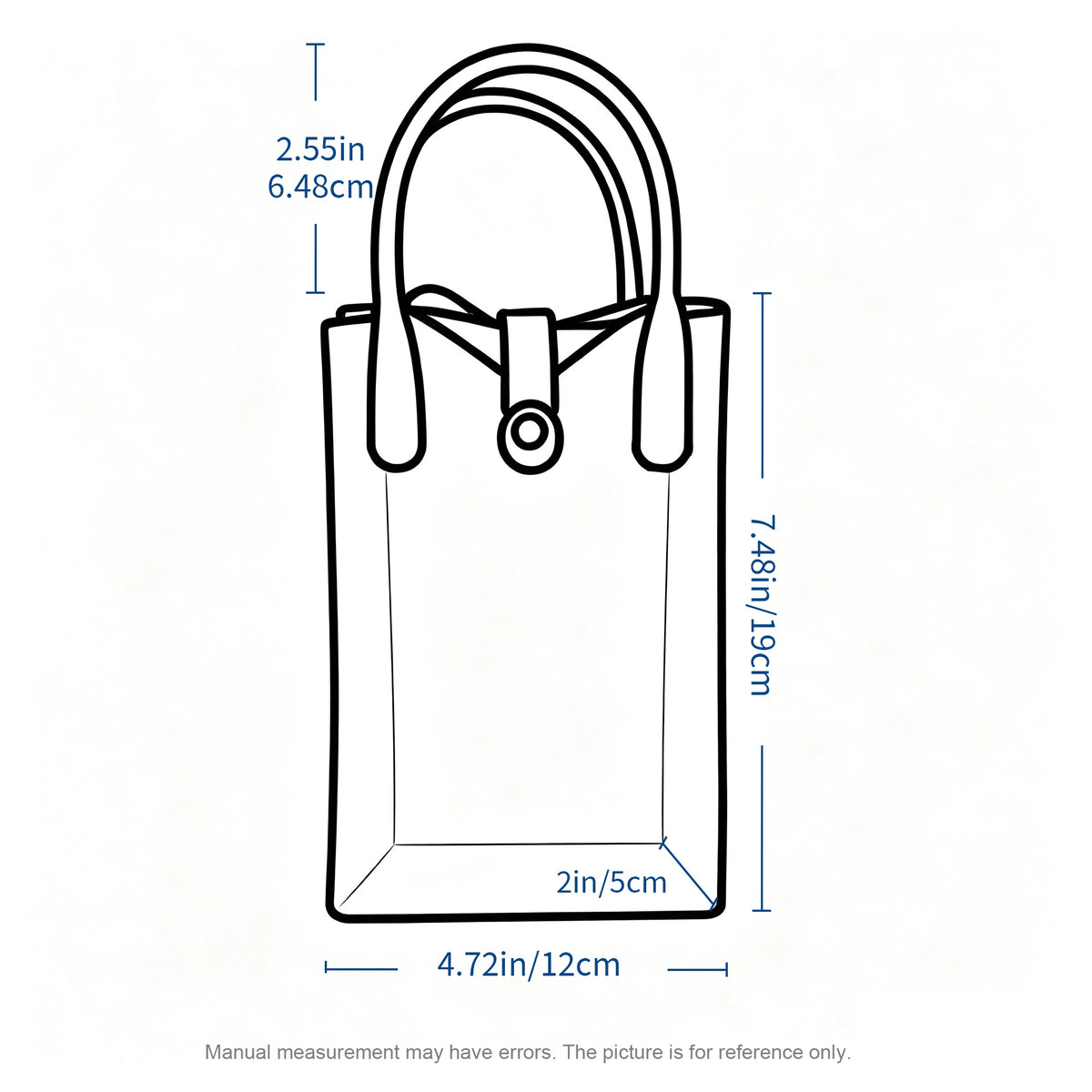 Jacquard crossbody bag size diagram, smaller style